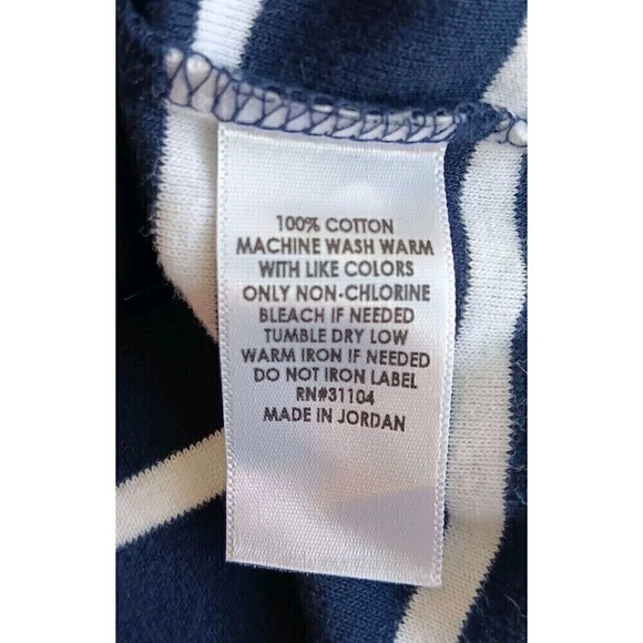 NWT Kim Rogers Women's Size M Navy/White Striped 100% Cotton 3/4" Sleeve Tee - Picture 7 of 8